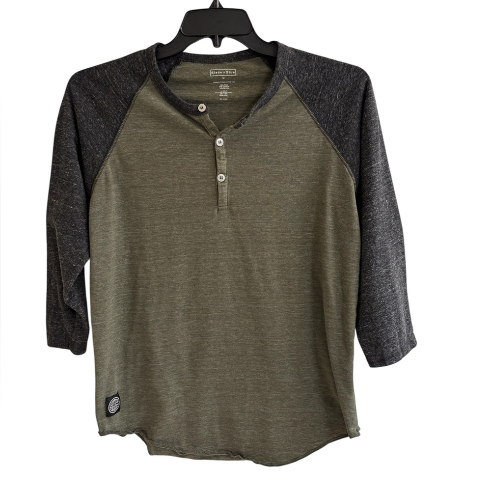 Blade + Blue Raglan Henley Men’s Size Medium - Picture 2 of 5